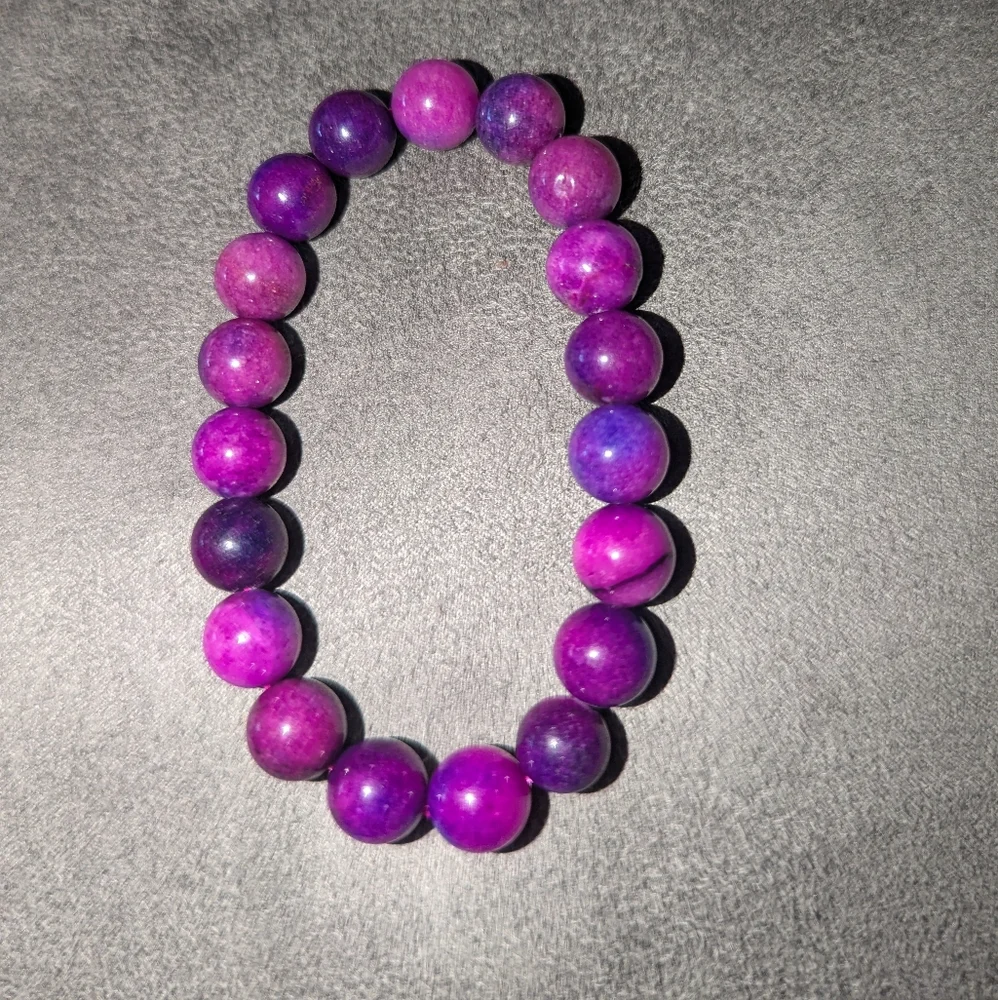 10mm Pink-Purple Agate Bracelet - Picture 4 of 4